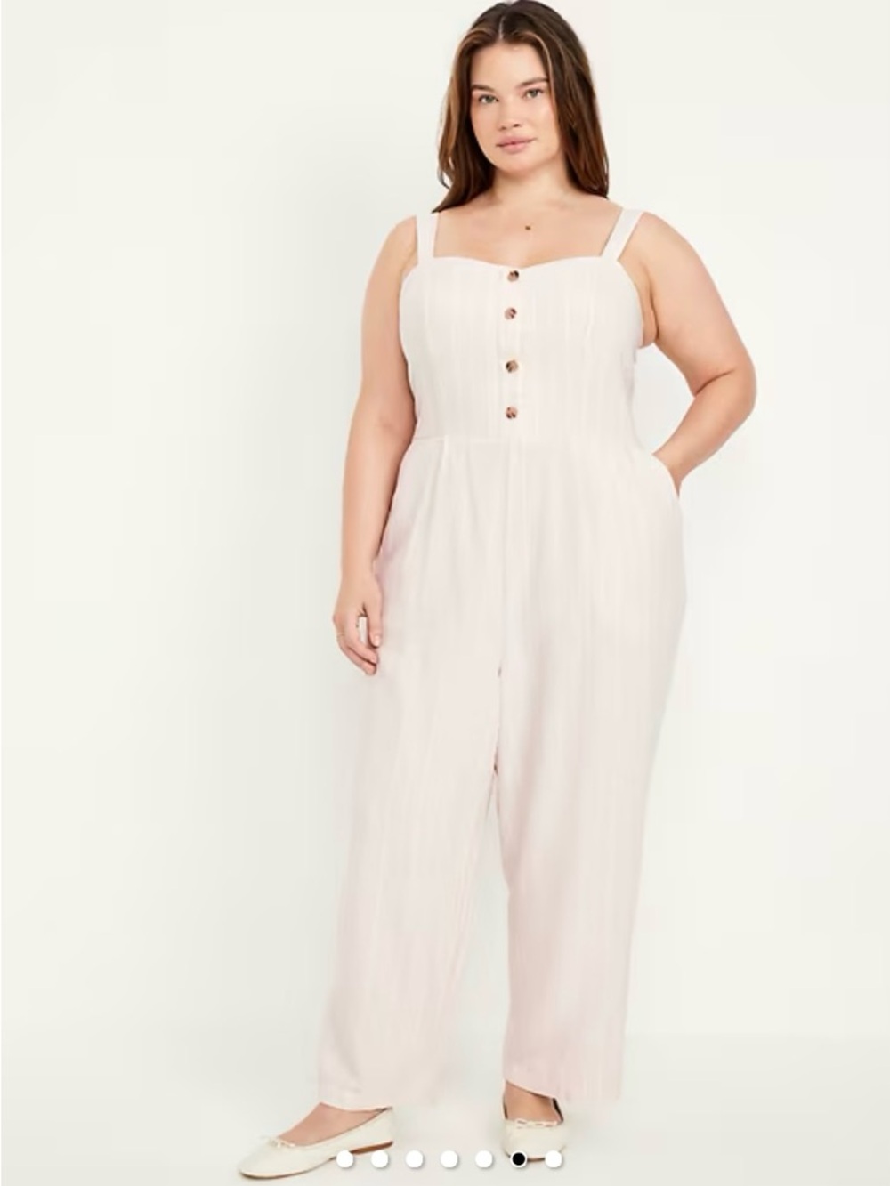 Old Navy Cream Wide-Leg Button-Front Jumpsuit